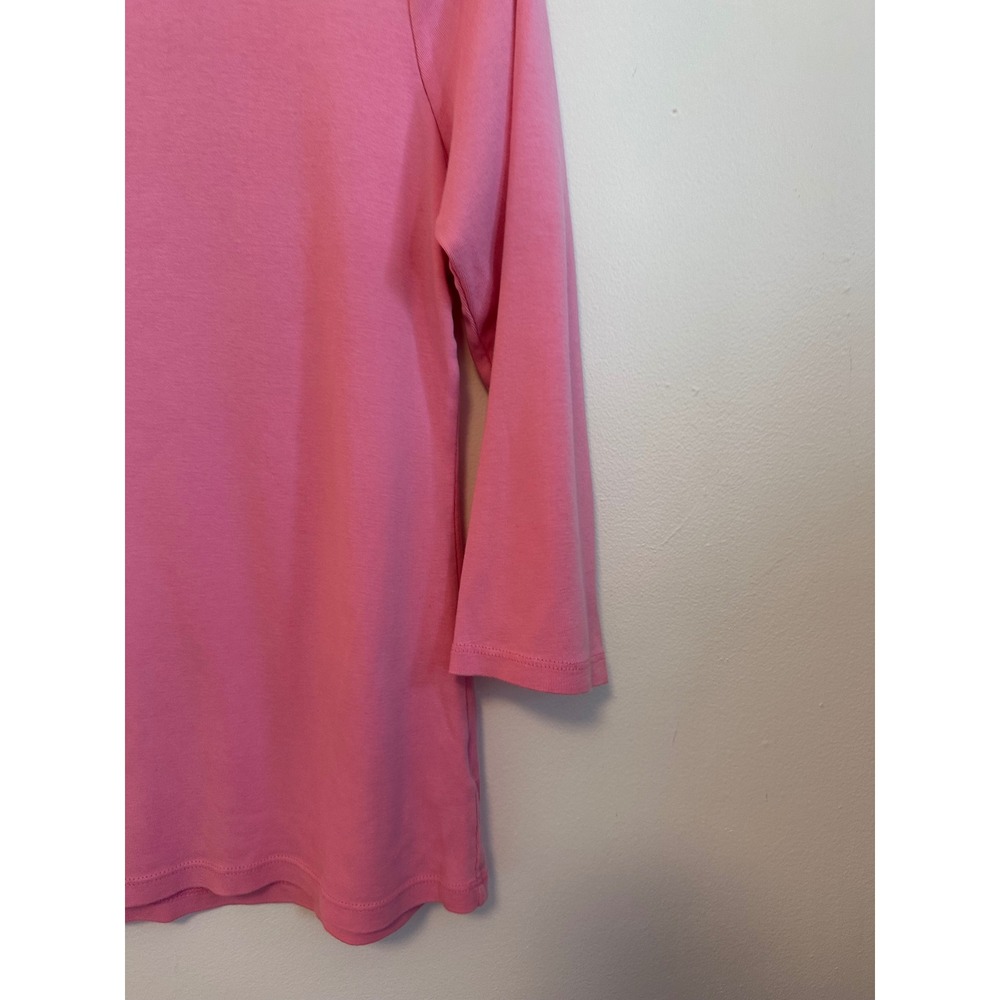 Talbots Pima Cotton Pink 3/4 Sleeve Boatneck T-Shirt | Size Large - Picture 4 of 8